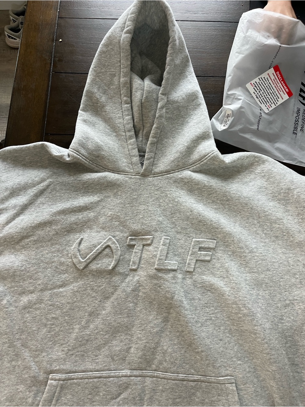 LF Women's Gray Embroidered Hooded Sweatshirt
